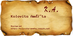 Kolovits Amáta névjegykártya